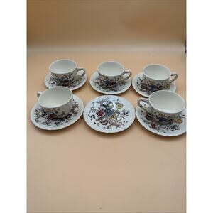 11 piece Vernon Kilns California May Flower Hand Painted Set USA Saucer/cup
